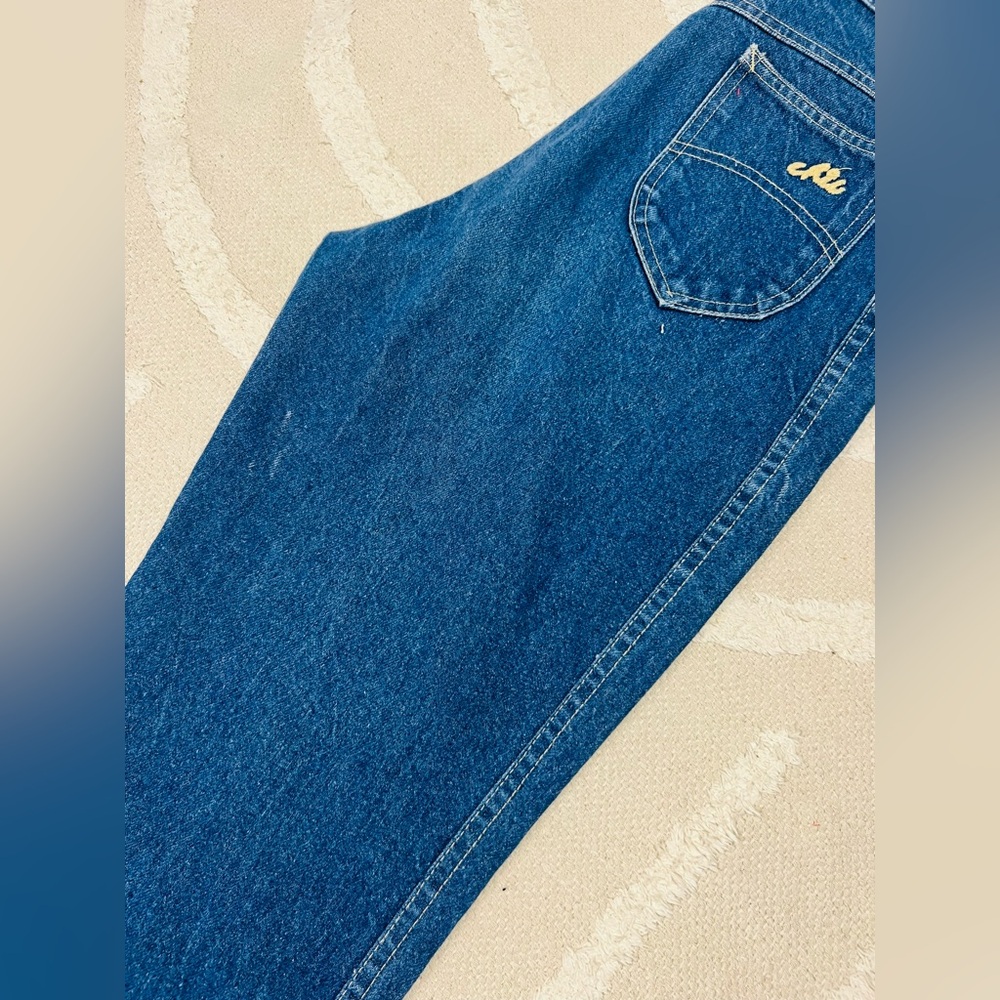 Vintage 1980s Chic High-Waisted Dark Wash Denim Jeans – Rainbow Embroidered - 28 - Picture 7 of 16